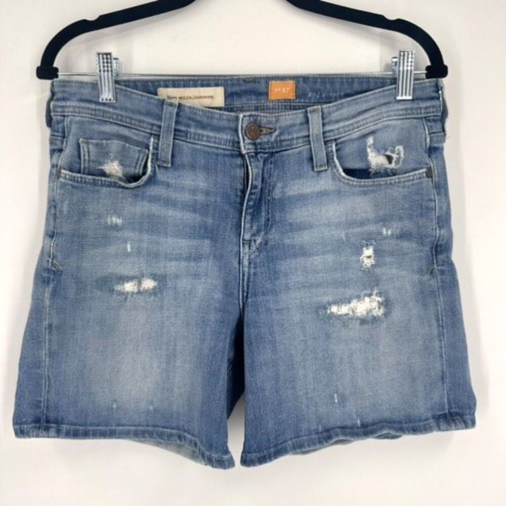 Pilcro Hyphen Distressed Denim Cutoff Shorts Women's Size 27 Light Wash Midi